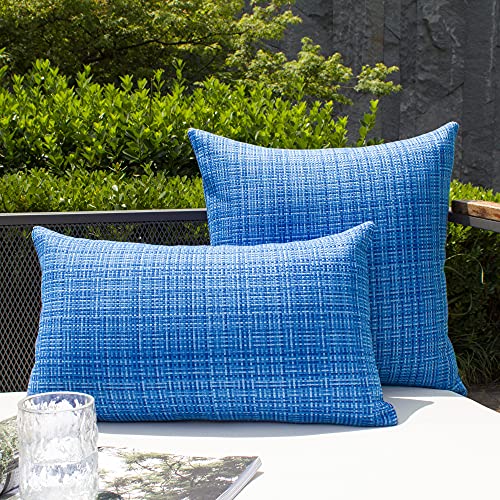 Kevin Textile Outdoor Waterproof Throw Pillow Covers 14x24 Inch Pack of 2 Woven Faux Linen Farmhouse Decorative Water Resi...