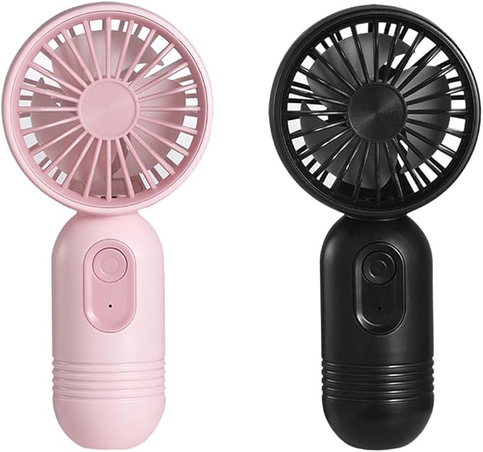 VanSmaGo Portable Mini 2-pack Handheld Personal Small Fan with 3-speed for Travel, USB Rechargeable Battery Operated Eyela...