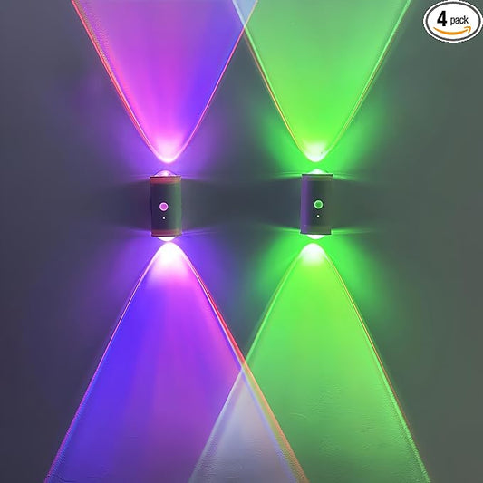 4 Pack Rechargeable Dynamic RGB LED Wall Lamp, Motion-Sensing Step Lights with Remote Control, 1200mAh Battery, Dimmable, ...