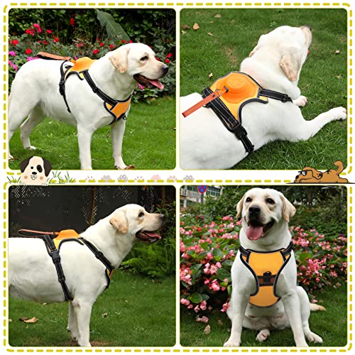 2-in-1 No Pull Dog Harness & Retractable Leash - Large Dog Harness with Auto-Lock, Reflective & Adjustable-XL