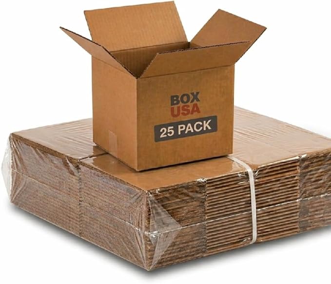 BOX USA Shipping Boxes Small 10"L x 10"W x 10"H 25-Pack, Cardboard Box for Shipping, Moving, Mailing, Packing, Packaging a...