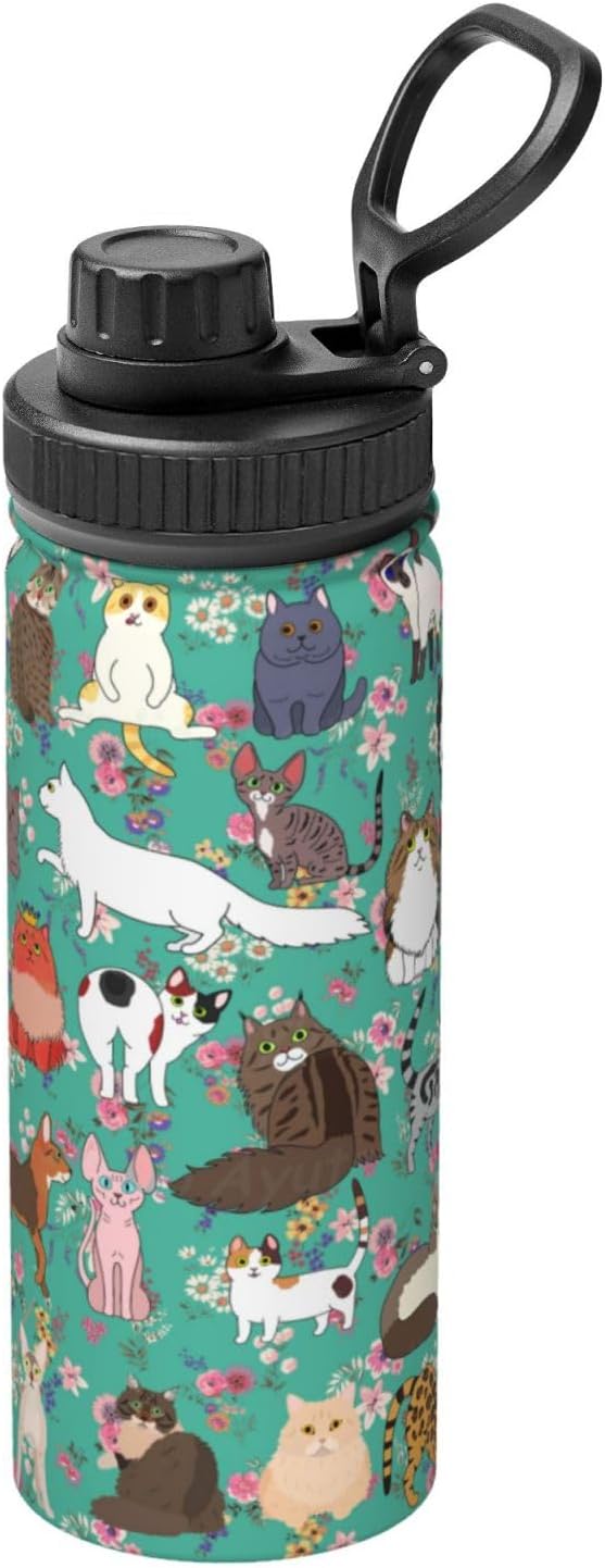 Cat Gifts Cat Water Bottle 18 Oz Stainless Steel Stainless Steel Vacuum Insulated Bottle Leak Proof Cup For Hot Or Cold Dr...