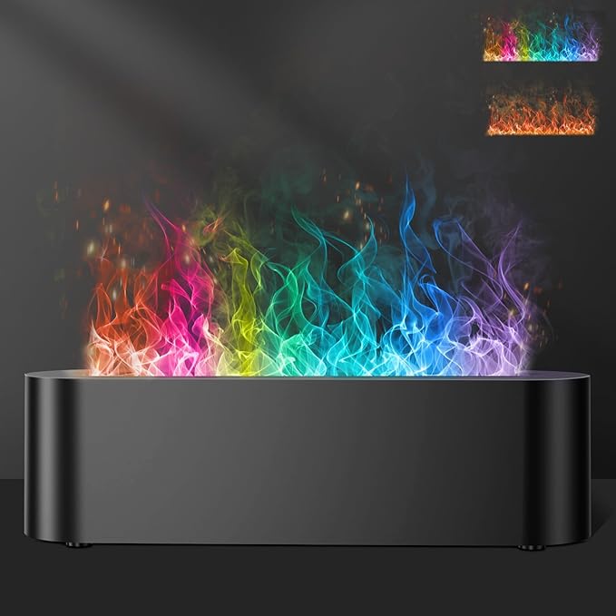 Colorful Flame Fire Diffuser Humidifier, 7 Colors Changing Oil Diffuser, Ultra-Quiet Aroma Essential Oils Aromatherapy Dif...