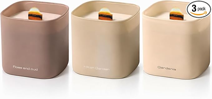 Set of 3 Premium Scented Soy Candles Gift Set | Nature's Bloom Collection - Gardenia, Hilton Garden and Rose & Oud | Crack...