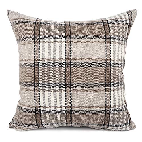 YOUR SMILE Retro Farmhouse Buffalo Tartan Chequer Stripe Plaid Cotton Linen Decorative Throw Pillow Case Cushion Cover Pil...