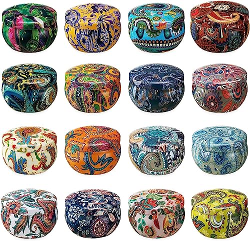 Set of 16 Small Scented Candles Soy Wax Aromatherapy Candles 2.5 OZ Portable Tin Candles with Lid, Relaxation Gifts Basket...