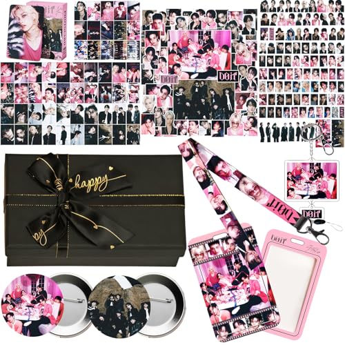 DO IT Album Gift Box Set, Including 127PCS do it Photocards, 100PCS Album Sticker Pack, 1 Lanyards, Card Holder, 1 Keychai...