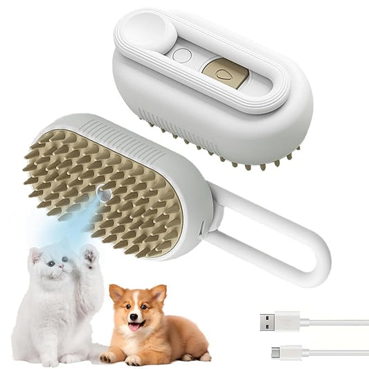 3-in-1 Cat Grooming Brush – Water Spray & Self-Cleaning Shedding Brush for Cats & Dogs – Pet Hair Removal & Massage Comb f...
