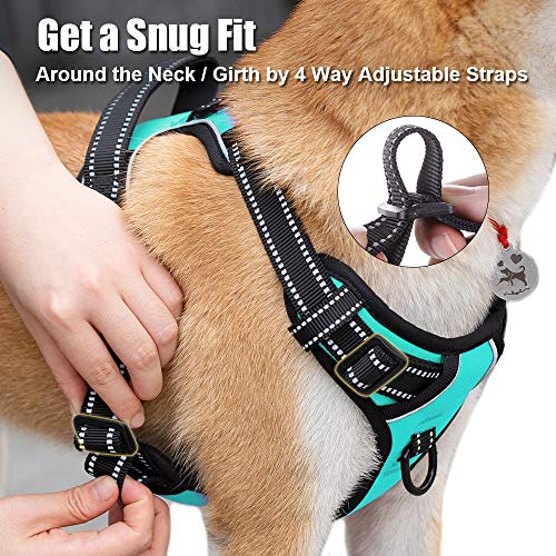 PoyPet No Pull Dog Harness, Reflective Comfortable Vest Harness with Front & Back 2 Leash Attachments and Easy Control Han...