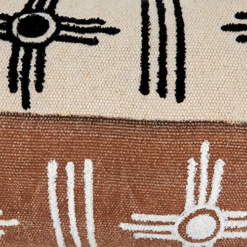 SARO LIFESTYLE Ryder Collection Two-Tone Design Printed and Embroidered Pillow Cover, 16"x24", Mocha