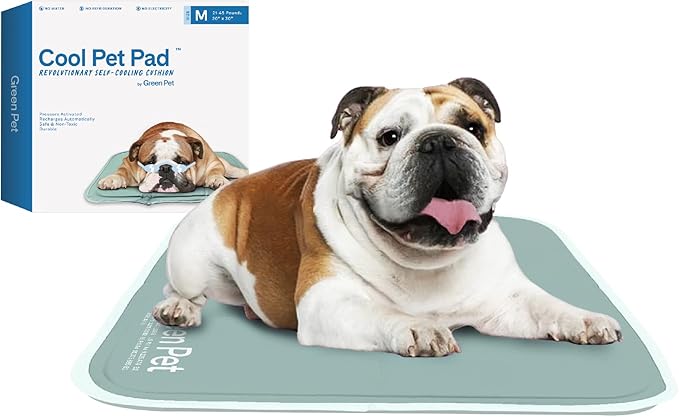 The Green Pet Shop Cool Pet Pad - Medium, Sage Grey - Self-Cooling, Pressure Activated Mat for Dogs & Cats from 21-45 lbs...