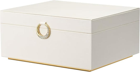 pickpiff 2 Layer Jewelry Box Organizer for Women, Jewelry Organizer with Handle & Removable Tray, Necklace Holder Ring Ear...