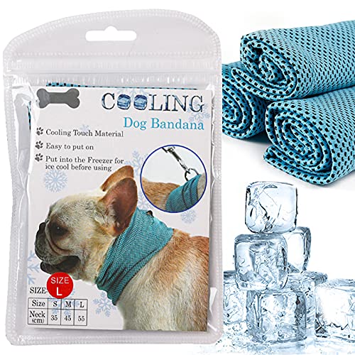 Dog Cooling Bandana Collar, Ice Instant Cooling Pet Bandana Scarf Collar for Small Medium Dogs, Breathable Ice Towels Bull...