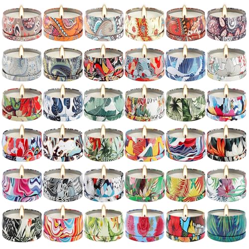 36-Pack Long-Lasting Scented Candles Gift Set, 2.5oz Soy Wax with Essential Oils for Aromatherapy and Home Fragrance, Perf...