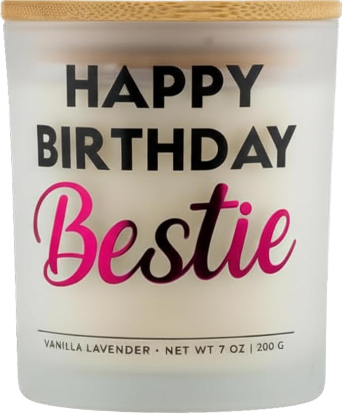 Wick and Wit Bestie Birthday Gifts for Women - Happy Birthday Bestie Gifts for Women Friend Friendship Soy Candle Gift Set...