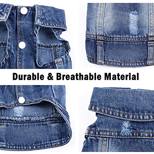 Jean Jacket, Blue Denim Lapel Vest Coat Costume, Dog & Cat T-Shirt Clothes, Cool & Funny Apparel Outfits, Machine Washable...