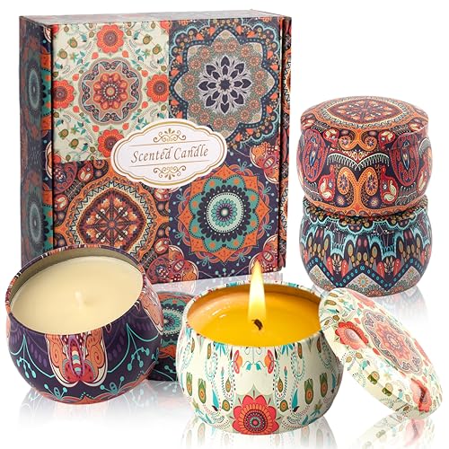 Auralome Scented Candles Gift Set - Women Candle Natural Soy Wax Aromatherapy Candle Stress Relief Small Gifts 120H Burnin...