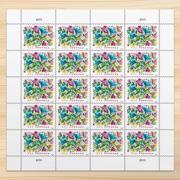 United States Postal Service Celebration Blooms Forever Postage Stamps Flowers, Garden, Love, Wedding (Sheet of 20)