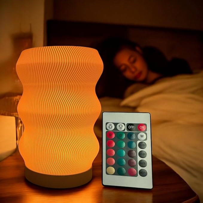 Delta Loom Wave Table Lamp - Modern Bedside Light for Bedroom, Desk, Nightstand, or Office - Mood Lighting Lamp - Eco-Frie...
