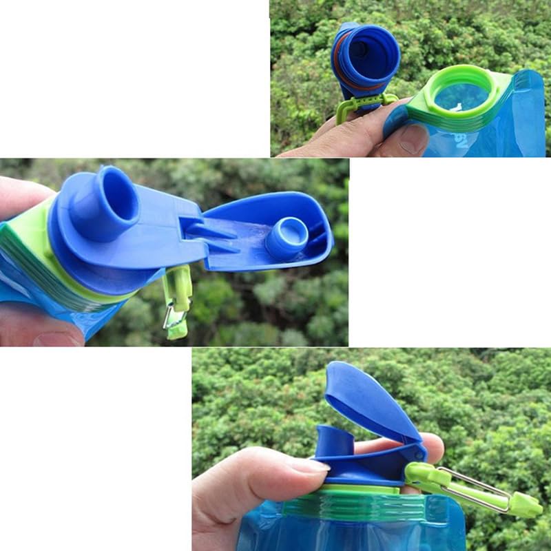 LuLuya 4 Pack Collapsible Water Bottles for Travel – 24oz Foldable Water Bottle with Leakproof Lid, Food-Grade Silicone Po...