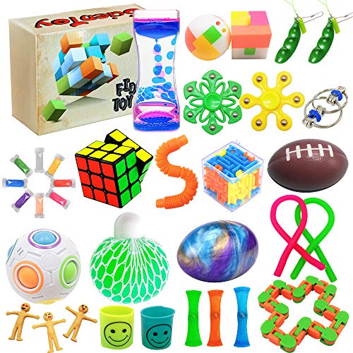 Scientoy Fidget Toy Set, 35 Pcs Sensory Toy for ADD, OCD, Autistic Children, Adults, Anxiety Autism to Stress Relief and A...