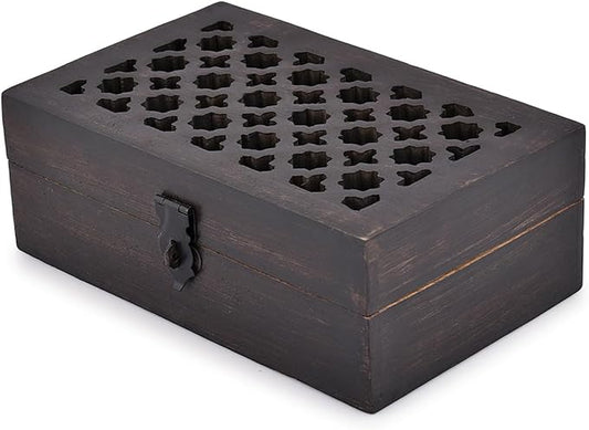 BHAVATU Mango Wood Decorative Wooden Box with Hinged Lid Ideal for Keepsakes, Trinkets, Jewelry and Other Stash (8" x 5" x...