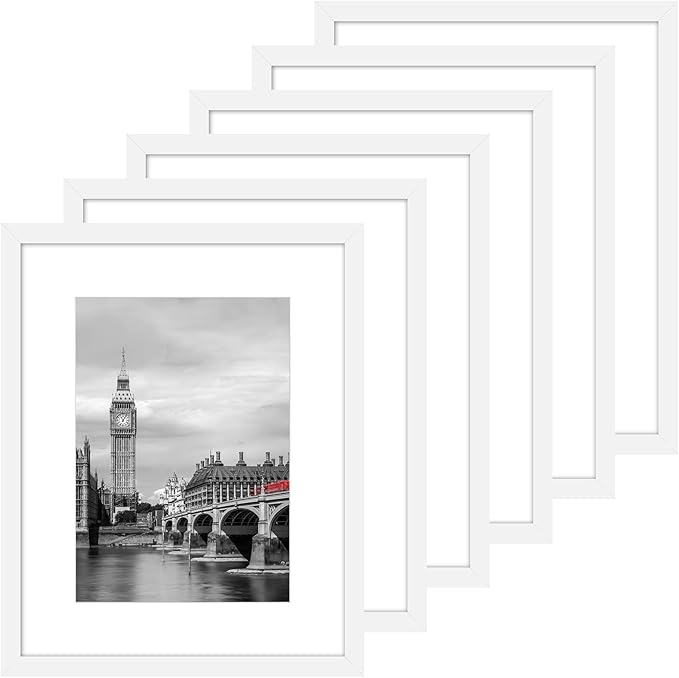 Fixwal 8x10 Picture Frame Set of 6, Gift for 2026 Graduation Father's Day, Thin Border and Light Weight Photo Frames for W...