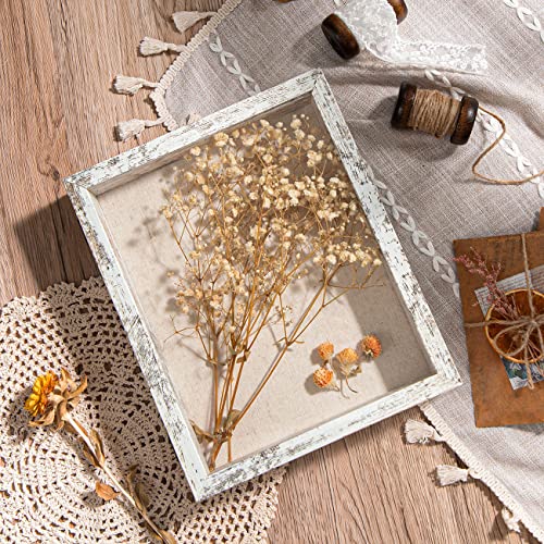 Califortree 8x10 Shadow Box Frame with Linen Back - Real Glass, Push Pins Included, Sturdy Rustic Memory Display Case, Fit...