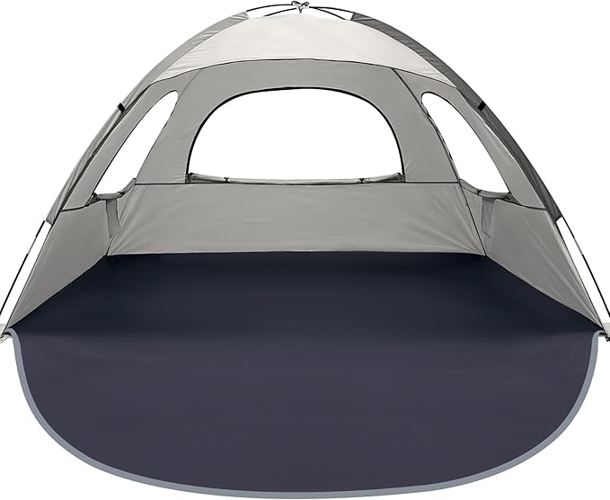 WhiteFang Beach Tent Anti-UV Portable Sun Shade Shelter for 3/4/6/8 Person, Extendable Floor with 3 Ventilating Mesh Windo...