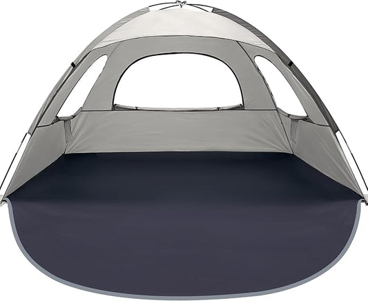 WhiteFang Beach Tent Anti-UV Portable Sun Shade Shelter for 3/4/6/8 Person, Extendable Floor with 3 Ventilating Mesh Windo...