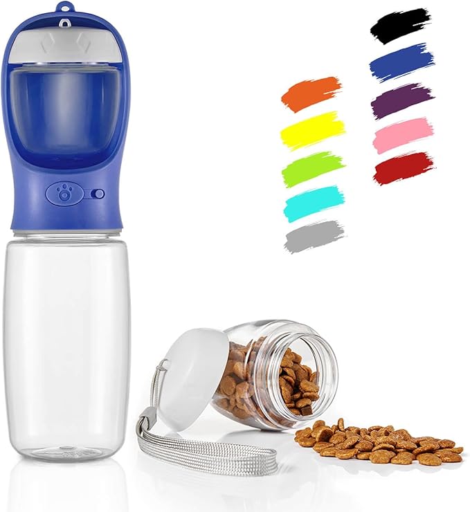 WePet Portable Dog Water Bottle with Food Container, 19 OZ + 6 OZ, Leak Proof Puppy Water Dispenser with Drinking Feeder f...