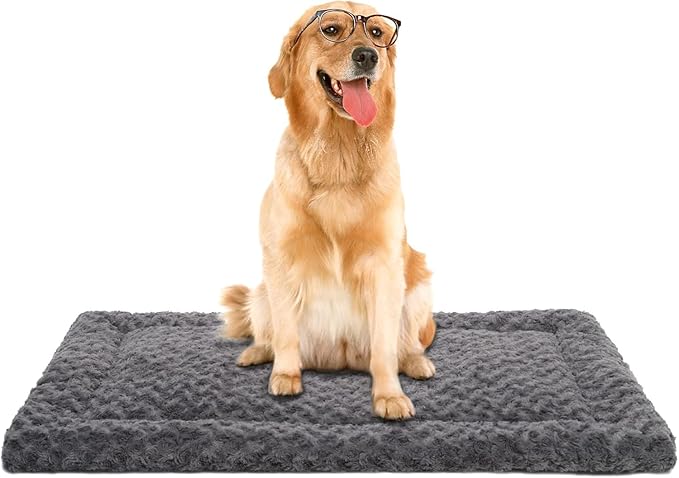 Washable Dog Bed Mat Ultra Soft Dog Crate Pad Comfy Fluffy Pet Kennel Beds Dog Sleeping Mattress for Large Jumbo Medium Sm...