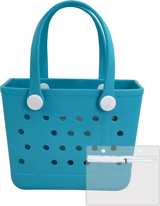 Juyeesm Small Rubber Beach Bags for Kids, Waterproof Sandproof Rubber Tote Bags Pool Bag for Travel, Boat, Sport
