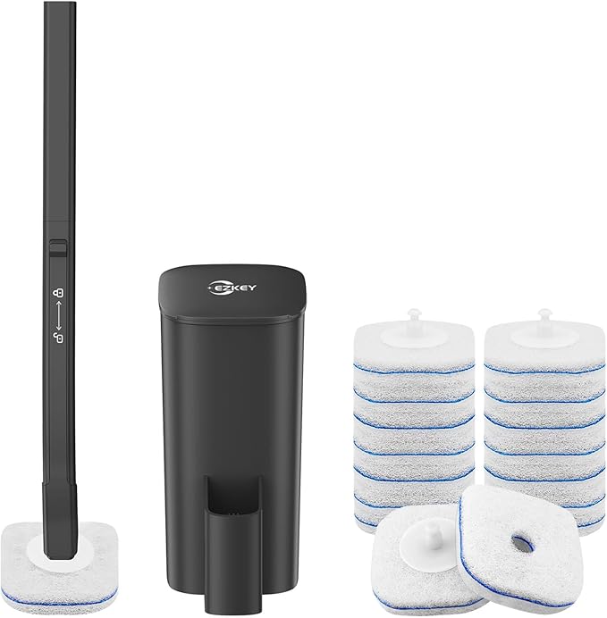 EZKEY Disposable Toilet Brush, 14 Refills Toilet Bowl Cleaner Wand, Toilet Cleaner Brush Toilet Cleaning System Toilet Bru...