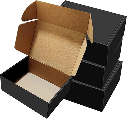 BoShahai 30 Pack 9x6x4 inches Black Shipping Boxes, Corrugated Mailer Boxes, Packaging Boxes for Products, Recyclable Card...