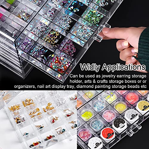 YUFONG Earring Storage Box Organizer, Acrylic Jewelry Storage Box Holder 5 Drawers Transparent Jewelry Display Stand with ...