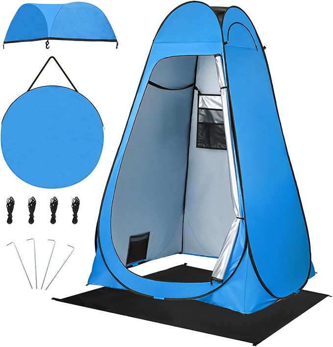 UMIKOOL DIRECT Pop Up Shower Tent, Outdoor Privacy Tent with Removable Bottom, Removable Rain Cover & Windows, Camping Toi...