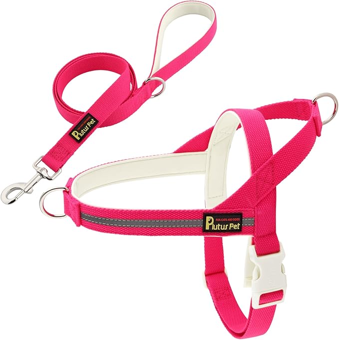 Plutus Pet Cotton Dog Harness and Leash Set, Reflective and Soft Padded, Quick Fit Vest Harness, for Small, Medium and Lar...