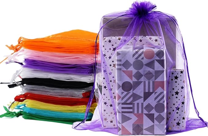 Meowoo 12PCS Big Organza Bags, 12x16in Big Mesh Bags Drawstring, Mesh Gift Bags Drawstring for Shoes, gift bags, home stor...