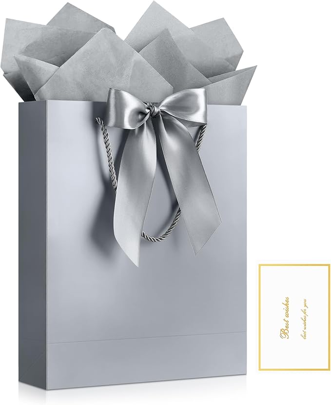 YoungTree Medium Mothers Day Gift Bag with Ribbon and Greeting Card 2 Tissue Papers, Mothers Day Bags, Paper Birthday Gift...