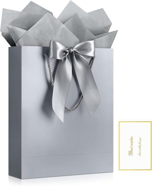 YoungTree Medium Mothers Day Gift Bag with Ribbon and Greeting Card 2 Tissue Papers, Mothers Day Bags, Paper Birthday Gift...