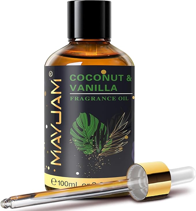 MAYJAM 100ML/3.38FL.OZ Coconut & Vanilla Fragrance Oils with Glass Dropper, Essential Oils for Diffusers for Home, Long La...