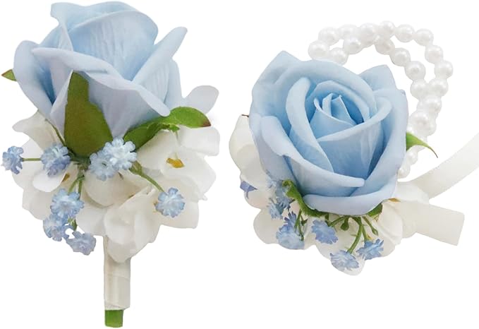 MAFELOE Boutonniere Corsage Set, Artificial Flowers Accessories for Wedding Prom Party Homecoming Celebration Suit Decorat...