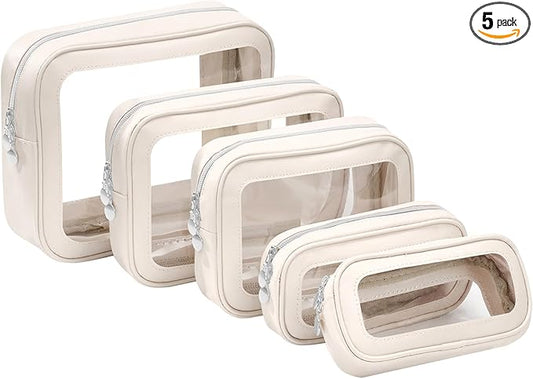 5PCS Diaper Bag Organizer Pouch Set, Clear Organizer Bags, TSA Approved Toiletry Bag, Clear Waterproof Cosmetic Bags with ...