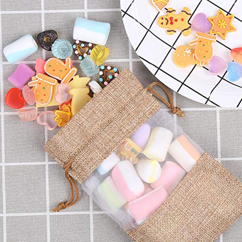 CCINEE 12PCS Burlap Drawstring Gift Bag, 5 X 7 Inch Organza Treat See Through Bags for Jewelry Sheer Easter Gifts Pouch We...