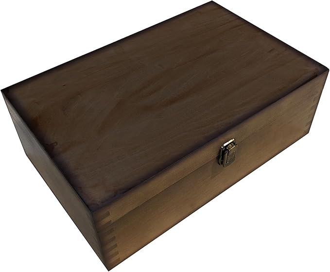 GUYTRENDz Stained Wooden Keepsake Box, Large Memory Box for Keepsakes, Decorative Storage Box for Memories, Jewelry, & Pho...