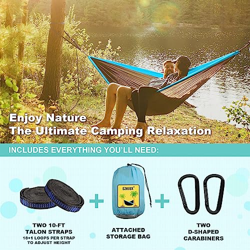 SZHLUX Camping Hammock Double & Single Portable Hammocks with 2 Tree Straps and Attached Carry Bag,Great for Outdoor,Indoo...