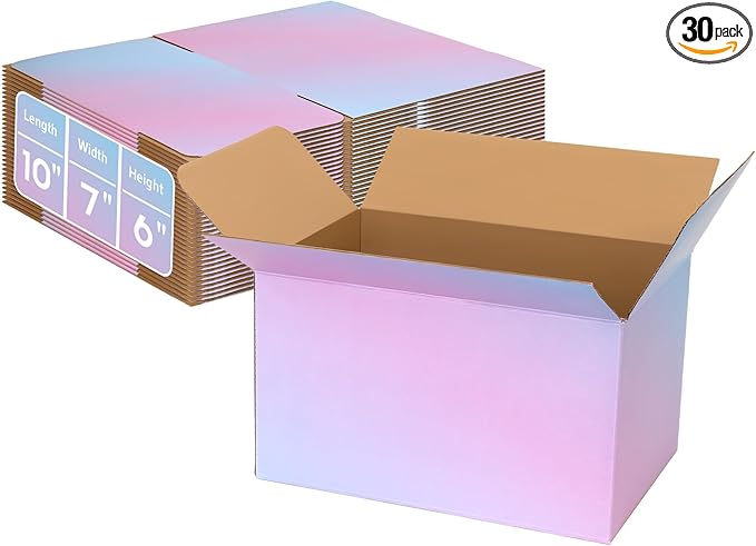 DERZIFUN 10x7x6 Medium Shipping Boxes, 30 Pack Purple Cardboard Mailer Box, Gift Boxes for Packaging Small Business