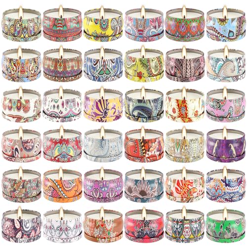 CLTNIKET Scented Candle Gifts Set 36 Pack Soy Wax Travel Tin Jar Candles for Home 2.5 OZ Scented Candles for Mom for Chris...