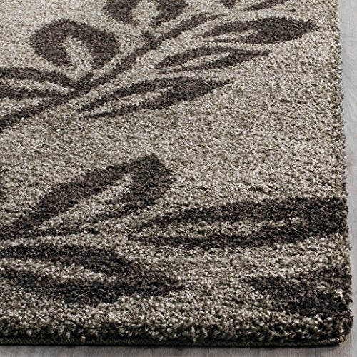 SAFAVIEH Florida Shag Collection Runner Rug - 2'3" x 7', Smoke & Dark Brown, Floral Design, Non-Shedding & Easy Care, 1.2-...